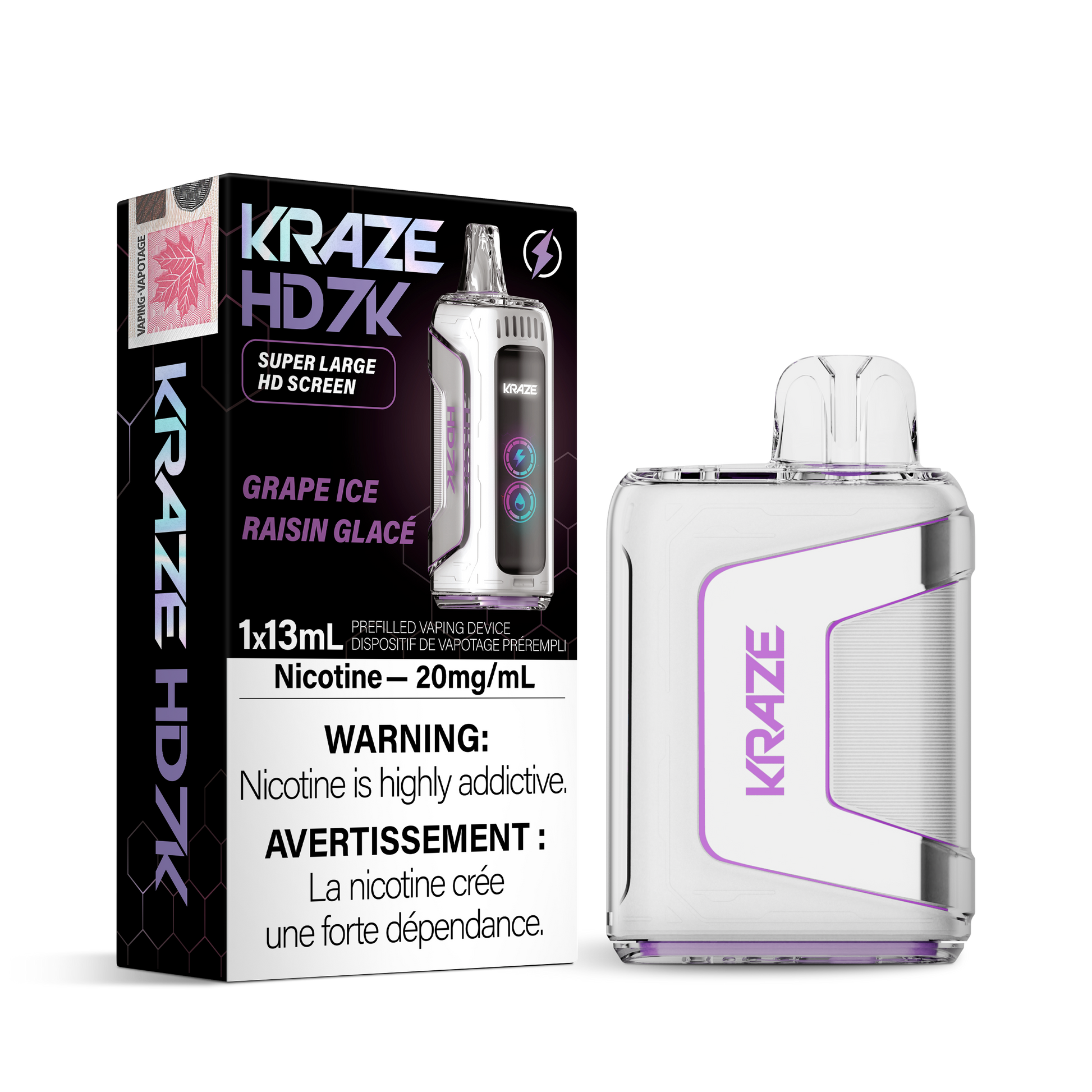 Kraze HD7K Disposable Vape Grape Ice