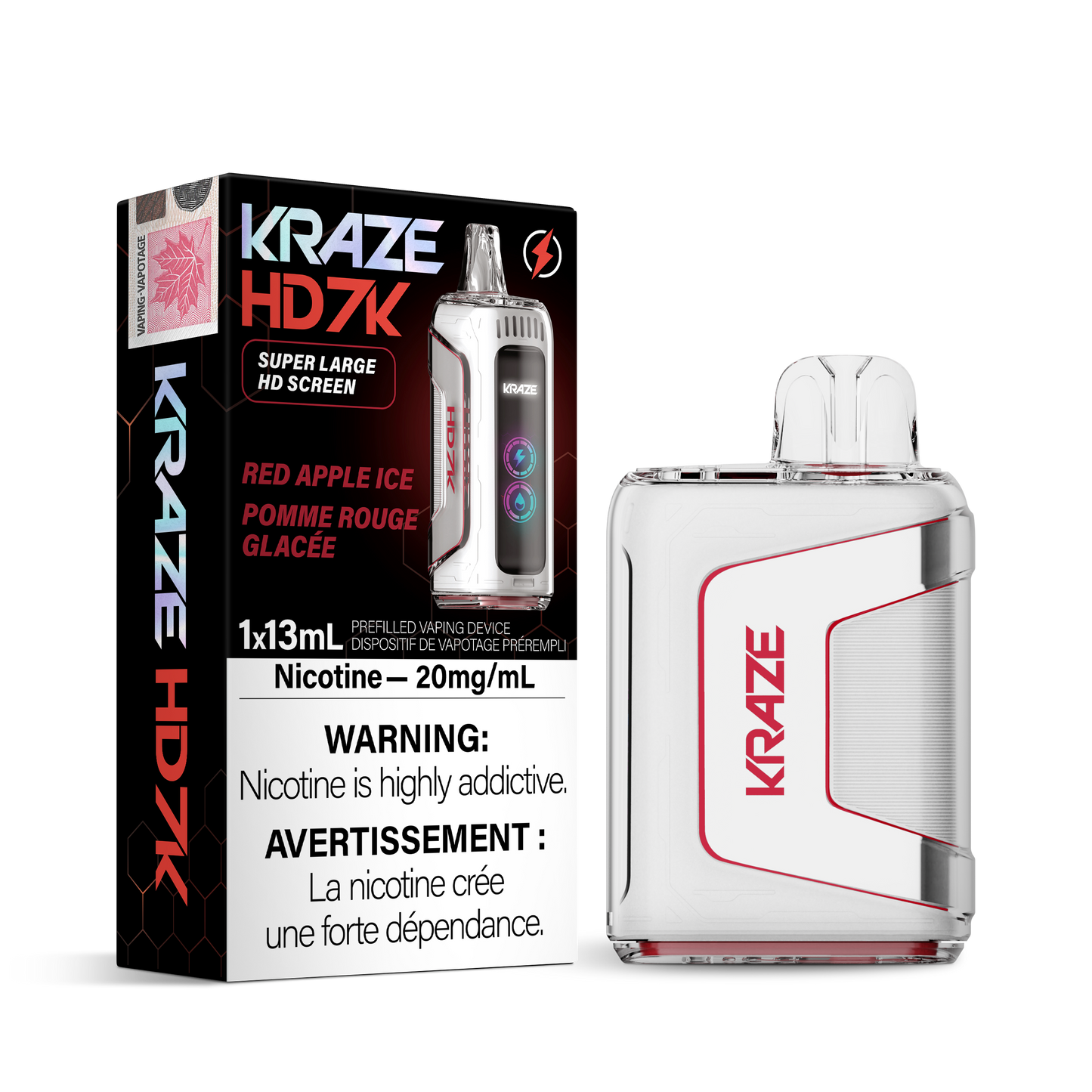 Kraze HD7K Disposable Vape Red Apple Ice