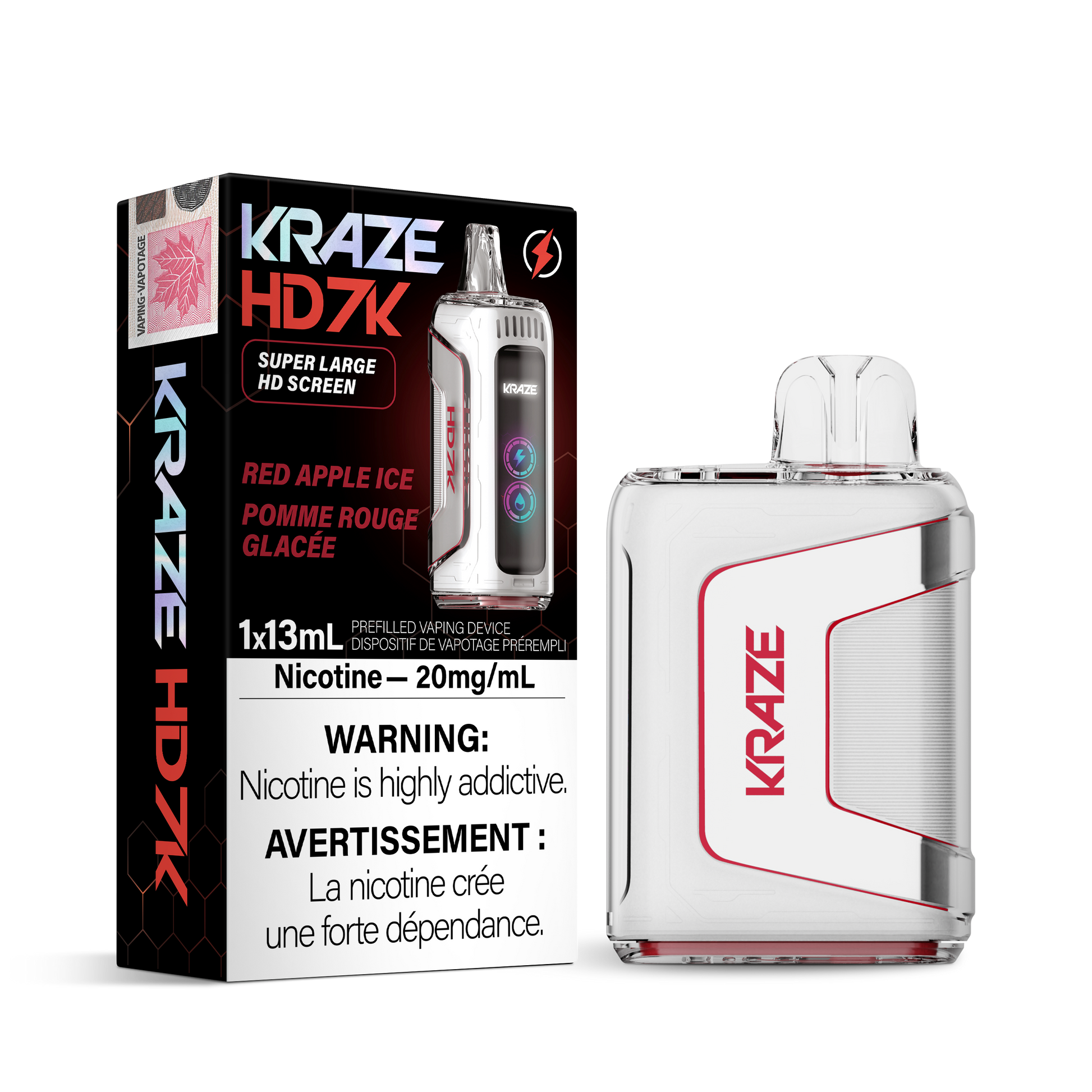 Kraze HD7K Disposable Vape Red Apple Ice